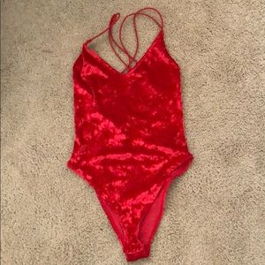 Red velvet body suit